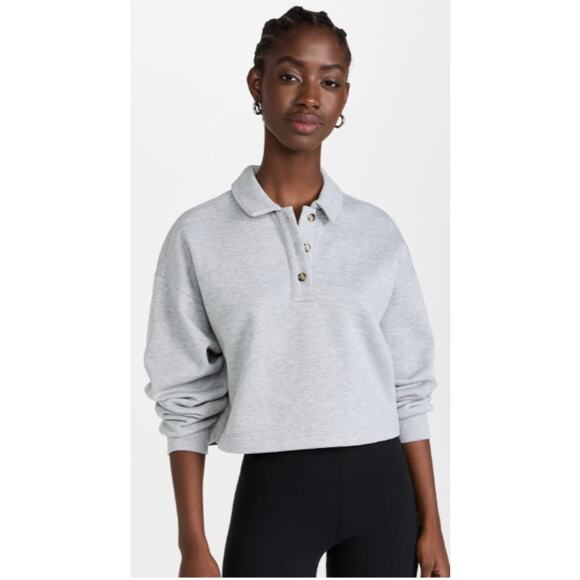Alo Yoga Polo Henley Pullover Grey Womens Large - Picture 1 of 16